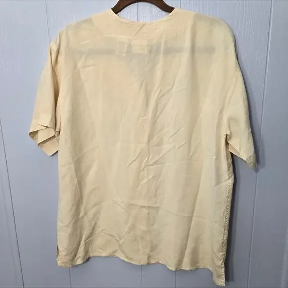 Jaclyn Smith Classics Vintage Pale Yellow 100% Silk Blouse size Medium Classic - Picture 2 of 7